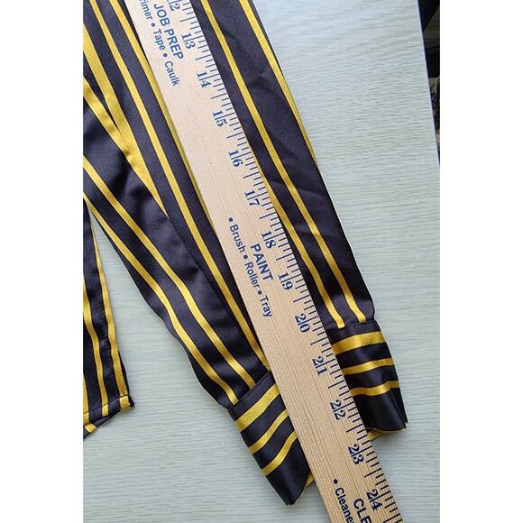 Top/Blouse-INC-International Concepts-Black-Gold-Striped-Long Sleeves-Long Top-M - Picture 14 of 16